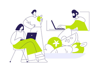 Fresh fruit in the office isolated cartoon vector illustrations.