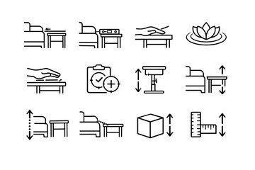 Optimal icons accuracy bedside icon to focus alignment mattress height vector table