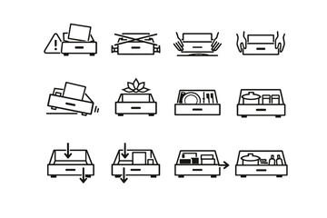 Crossed correction icons icon drawer slide calm wear kitchen vector uneven warning