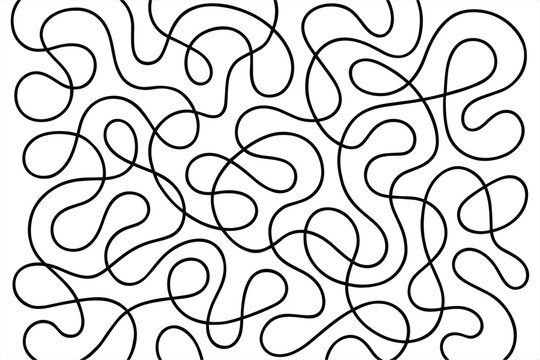 Abstract black curved lines pattern on white background