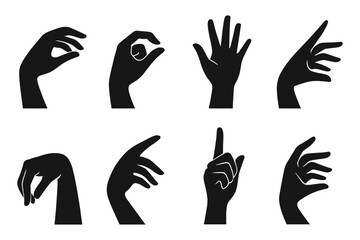Obraz premium Silhouette of diverse hand gestures expressing various signs and movements