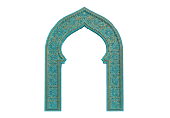 turquoise islamic arch tile design with arabesque ornament