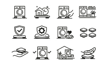 Vector quiet culture calm icon appliance support minimalist reliability visual living icons