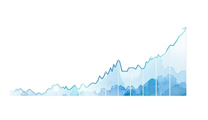 A stylized upward trend graph in varying shades of blue, resembling watercolor strokes