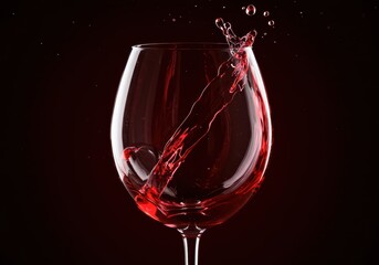 Dynamic close-up of vibrant ruby wine swirling powerfully inside a crystal glass, showcasing elegance and the perfect aeration process, drink, tasting, pour