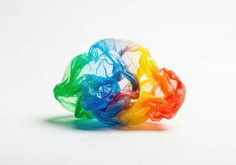 Transparent polyethylene film used widely for carrying groceries and storing goods, emphasizing environmental waste challenges and recycling needs, transparent, texture, waste