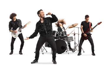 Rock band performing live on stage