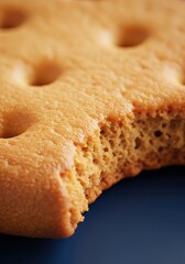 A close-up view capturing the precise, uneven texture and distinct indentations of a snack after a series of quick, small bites, indulgence, studio, repetitive