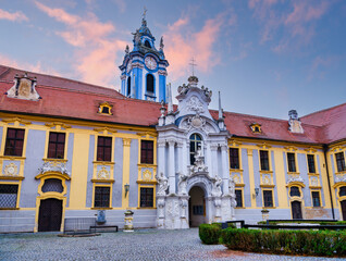 Fototapeta premium Scenic Courtyard of Durnstein Abbey at Twilight