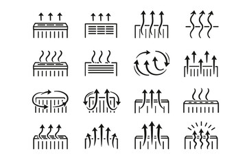 Radiator efficiency logic icons icon airflow convection calm focus vertical vector vs