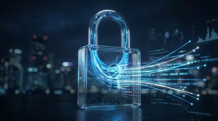 Conceptual Cyber Security Lock with Digital Data Streams