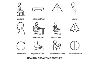 Movement vector icons triangle alert posture neck icon support slouch cue healthy