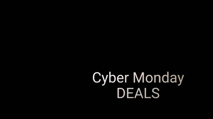 Gradient text Cyber Monday DEALS fades and centers on black background with shifting neon hues. Perfect for digital ads, email headers, or social media countdowns.