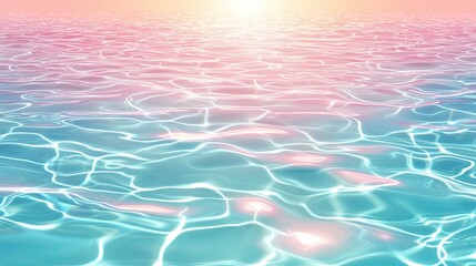 Flowing soft edges fantasy calm water gentle waves of turquoise water reflect the soft hues of a sunset, creating a tranquil and serene atmosphere ideal for relaxation and escape.