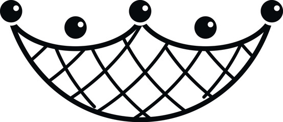 Hanging fishing net or hammock with floats in a simple black and white style © anatolir