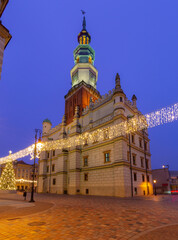 Poznan Town Hall and Christmas Tree in Poland