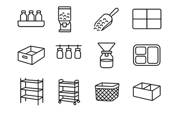 Sectioned bin icons box minimalist pantry icon vector scoop shelving jar bulk