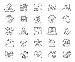 Fototapeta premium Decision making icons set. editable line icons, outline symbols for strategy and planning