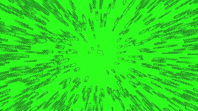 Distorted light beams in fast motion with glitch effects
