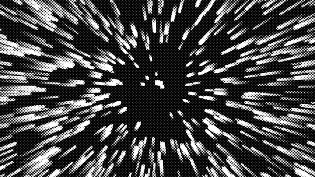 Distorted light beams in fast motion with glitch effects