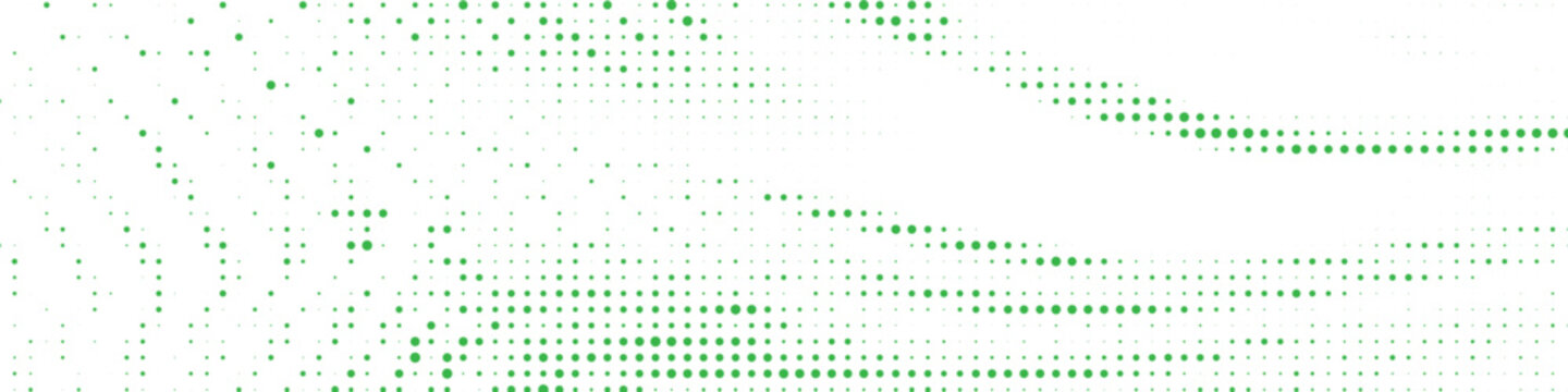 Green Halftone Dot Pattern With Abstract Wavy Curves And Digital Pixelated Fluid Motion Background Vector Illustration