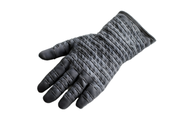 Grey kitchen glove heat protection and safety isolated on white