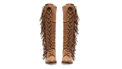 Brown Fringed Leather Cowboy Boots for Women
