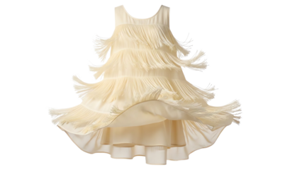 Beautiful cream colored sleeveless ruffled dress for women or girls