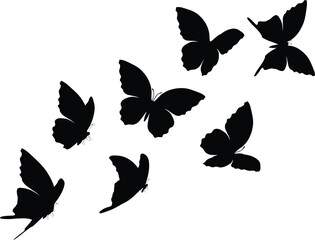 blue watercolor flock of butterfly design hand drawn