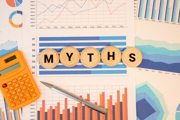 Facts or Myths symbol. Concept word Facts or Myths on wooden comb puzzle