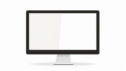 A vector illustration depicting a blank modern computer monitor on a white background