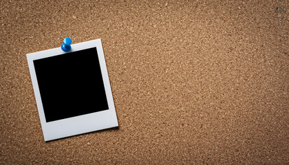 Blank Photo Frame Pinned on Cork Board