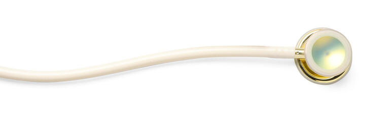 One stethoscope isolated on white, top view