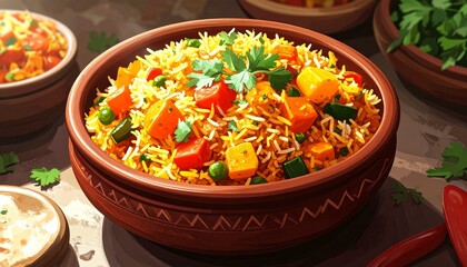 Chhattisgarhi Dehati Pulao. Traditional Indian Food