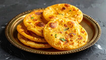 Puran Poli Maharashtrian Sweet Flatbread. Traditional Indian Food