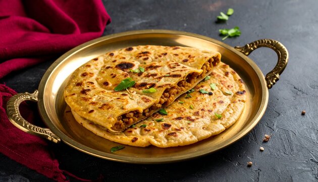Puran Poli Maharashtrian Sweet Flatbread. Traditional Indian Food