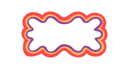 Groovy retro rectangle frame with wavy scallop outline. Cartoon border and colorful shape give this background a y2k and fun playful vibe, perfect as a trendy creative accent or label.