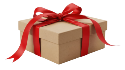 Gift box with red ribbon for special occasions like birthdays or holidays