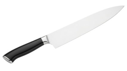 Sharp kitchen knife on a plain background ready for food preparation tasks and cooking activities