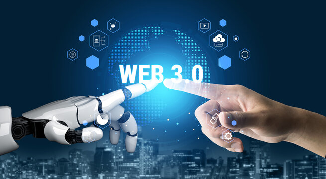 A map of global AI powered Web 3.0 decentralized applications. The ecosystem includes AI, cryptocurrency, blockchain, and decentralized finance. Motif - Powered by Adobe