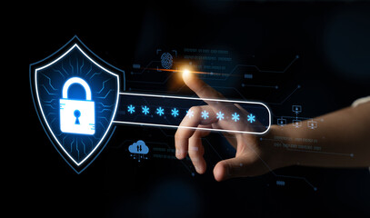 A concept of advanced network security. This system combines password protection with biometric fingerprint authentication and cloud data verification for secure access. Fermion
