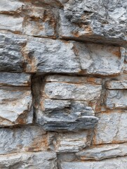 Fototapeta premium The photo showcases stone layers arranged to form a foundation, highlighting the concepts of longevity and stability in construction.