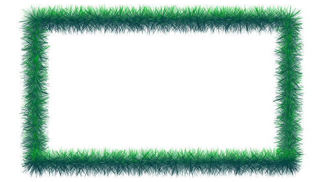 Green grass Rectangular frame border texture on transparent background
