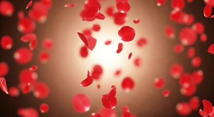 Obraz premium Stunning Red Rose Petals Falling Background for Romantic Decor and Crafts