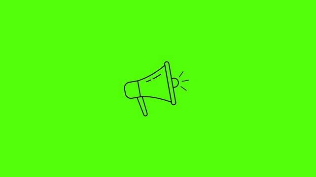 Megaphone Icon: A simple yet impactful illustration of a megaphone, rendered in clean lines against a vibrant green backdrop, symbolizing communication and announcements.