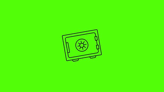 Safe Deposit: A simple line illustration of a robust safe, standing against a bright, vivid background of solid color. It is a symbol of security and preservation.