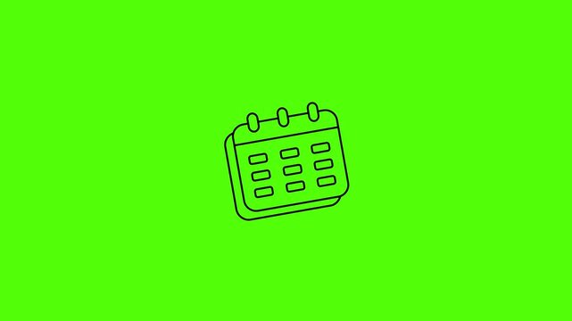 Calendar Schedule Date Planner Icon Animation On Green Screen Background