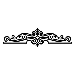Ornate Black Decorative Element with Swirls.