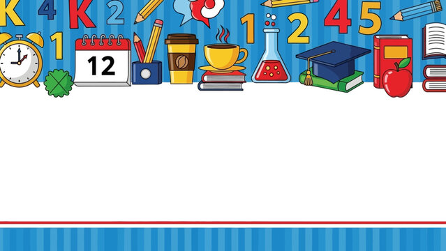 Colorful educational wall display with school supplies and numbers