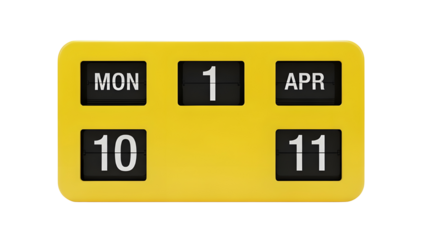 Yellow Retro Flip Calendar Showing April 1st